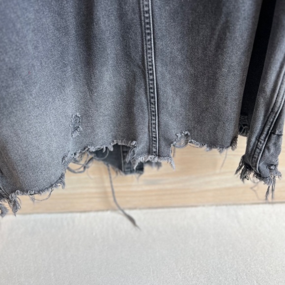 Free People Oversized Distressed Denim Jacket - Picture 9 of 9